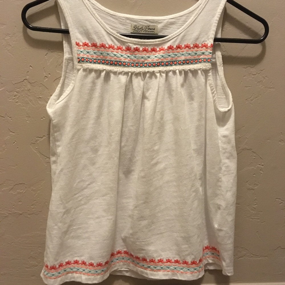 Lucky brand embroidered tank top blouse
